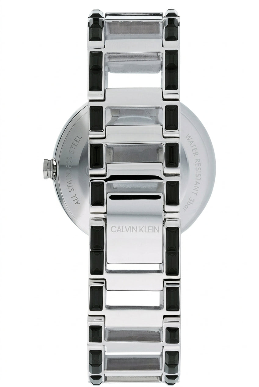 Calvin Klein Cheers Damenuhr Schwarz Silber Swiss Made K8NX3UB1