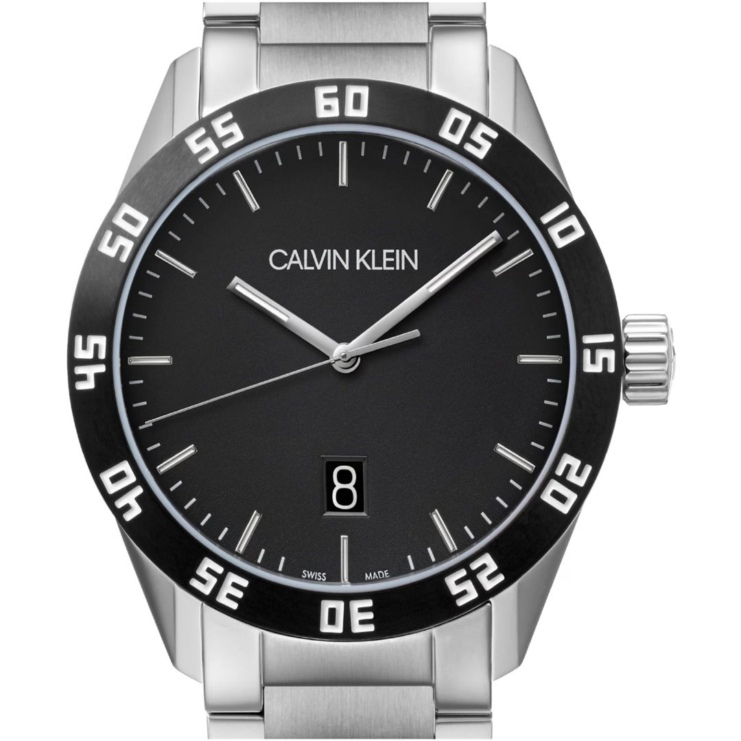 CALVIN KLEIN Quarz Herrenarmbanduhr mit schwarzem Ziffernblatt