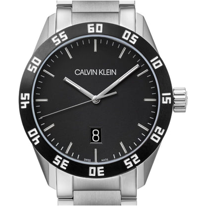 CALVIN KLEIN Quarz Herrenarmbanduhr mit schwarzem Ziffernblatt