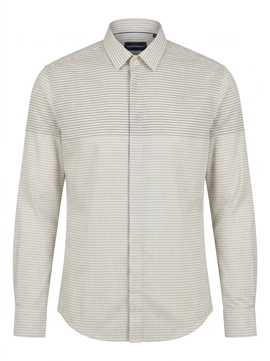 Emporio Armani Herrenhemd Weiß Gestreift — ghost