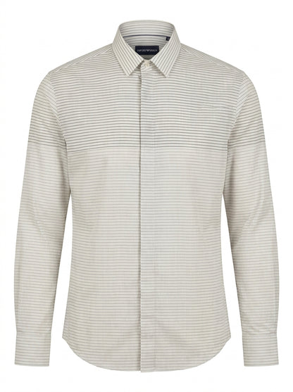 Emporio Armani Herrenhemd Weiß Gestreift — ghost