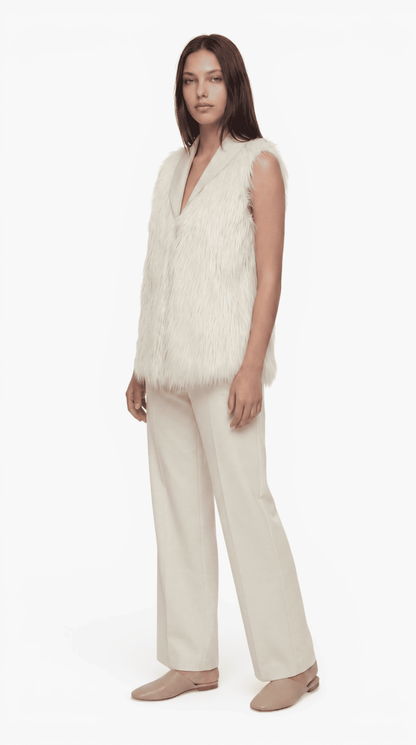 Armani Jeans Weste Damen Kunstpelz Creme