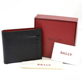 Schwarzes Bally Byroff Geldbörse aus Kalbsleder mit Kartenhalter, elegantes Portemonnaie für Damen