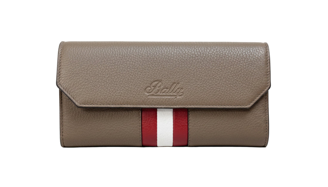 Mehrfarbige Bally Tinney Stripe Geldbörse aus Leder mit stilvollem Streifenmuster, elegantes Accessoire für Damen.