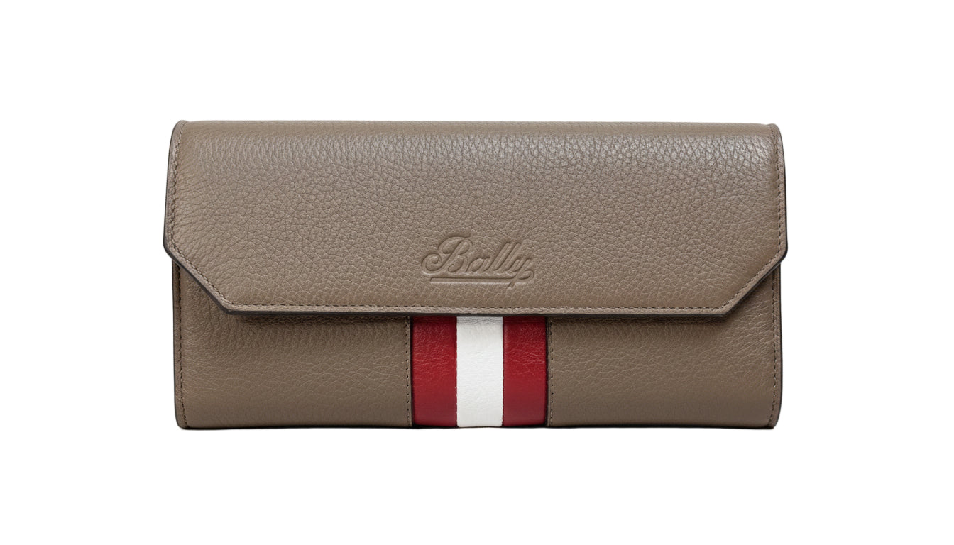 Mehrfarbige Bally Tinney Stripe Geldbörse aus Leder mit stilvollem Streifenmuster, elegantes Accessoire für Damen.