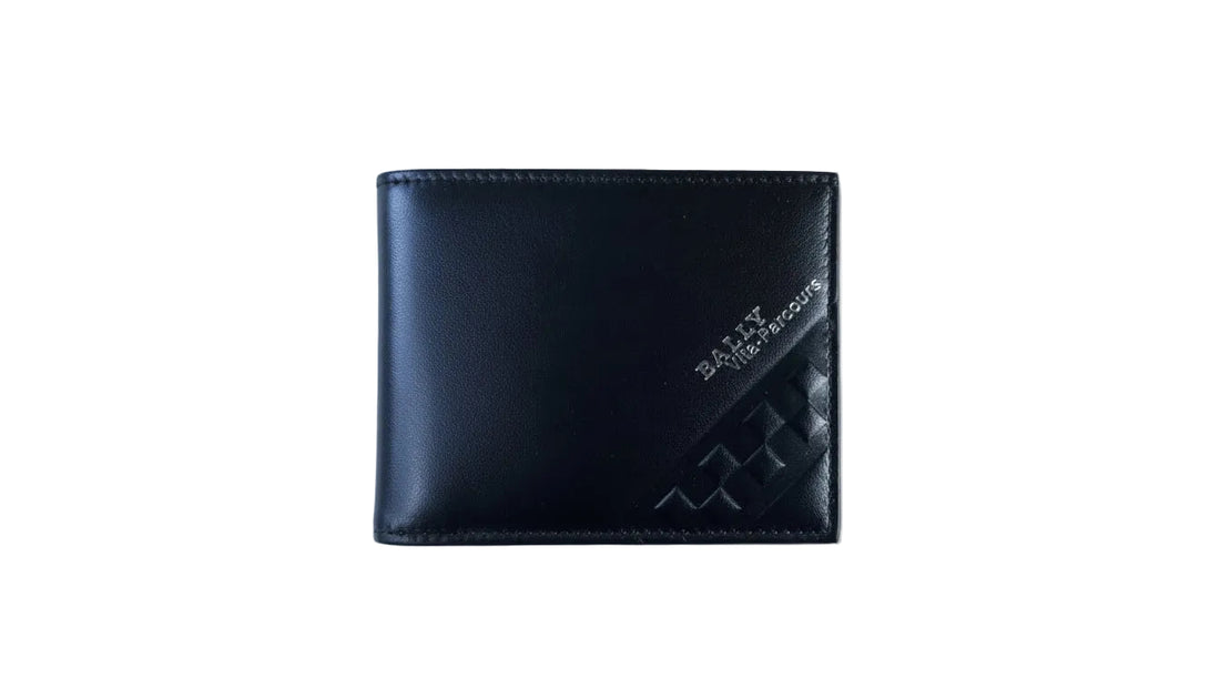 Schwarze Bally Vita Parcours Bifold Geldbörse, Leder, offene Fächer und Kartensteckplätze, elegant und funktional.
