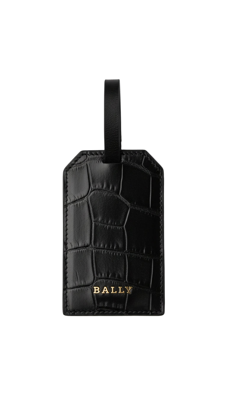 Schwarzer Bally Labby Leder-Gepäckanhänger, Kofferanhänger für Reisegepäck mit stilvollem Design