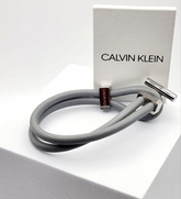 Calvin Klein Anchor Armband für Unisex, Edelstahl und Leder, silberfarben, mit Anhänger, großes L, modisches Schmuckstück