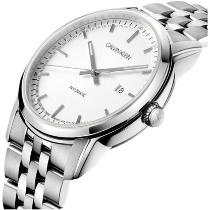 Calvin Klein Classic Herrenuhr 42mm Automatikuhr mit Edelstahlarmband, Swiss Made, elegantes Design, Zifferblatt und Datumsanzeige