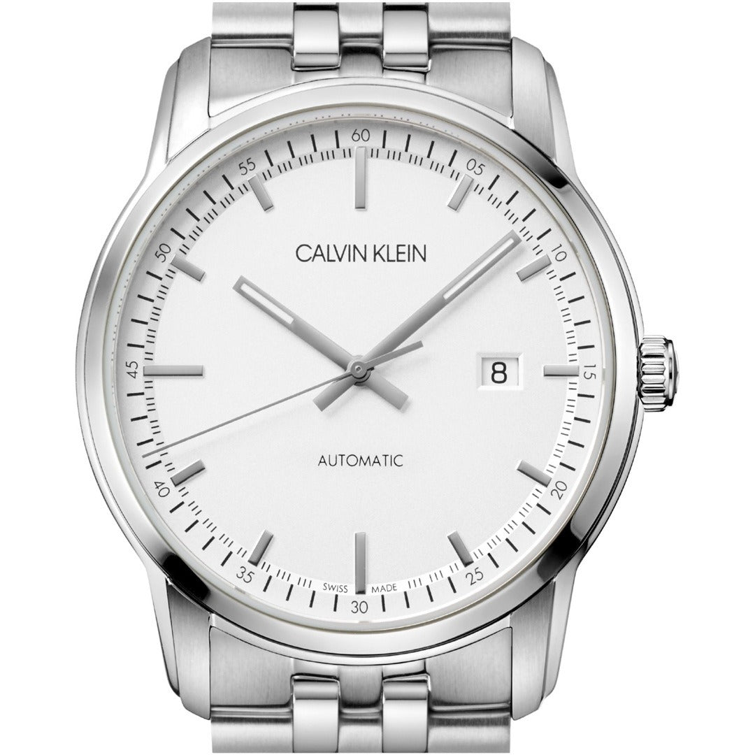Calvin Klein Infinite Automatikuhr für Herren, 42 mm, Swiss Made, Edelstahlarmband, elegantes Design, sichtbar mit Zifferblatt und Armband