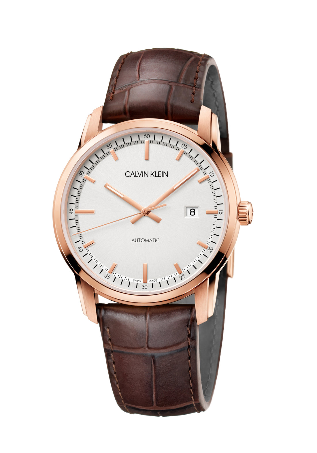 Calvin Klein Herrenuhr Classic, 42mm Automatikuhr mit Swiss Made Präzision, schwarzes Zifferblatt und Edelstahlarmband.