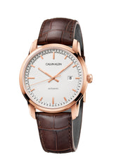 Calvin Klein Herrenuhr Classic, 42mm Automatikuhr mit Swiss Made Präzision, schwarzes Zifferblatt und Edelstahlarmband.