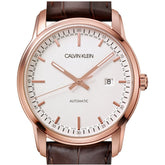 Calvin Klein Herrenuhr Classic 42mm Swiss Made Automatikuhr mit schwarzem Zifferblatt und Edelstahlarmband.