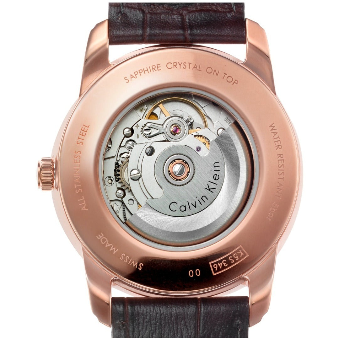 Calvin Klein Infinite Automatikuhr 42mm Swiss Made, Edelstahlarmband und dunkles Zifferblatt, elegante Herrenuhr.