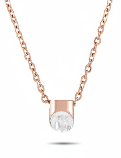 Calvin Klein Brilliant Damen Halskette aus Edelstahl mit Roségold-Charme und Anhänger, elegantes Schmuckstück für Damen.