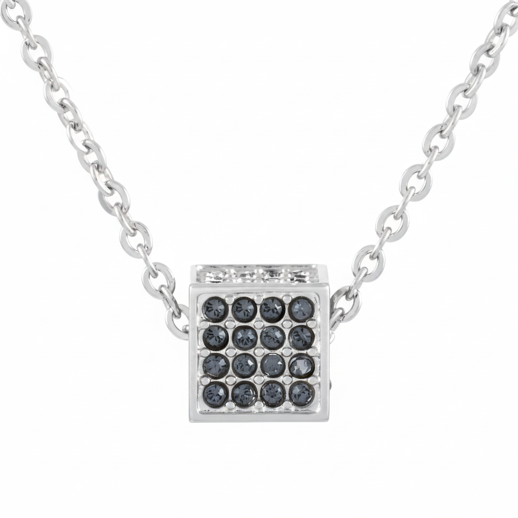 Calvin Klein Damen-Halskette aus Edelstahl mit Kristallen, grau, Charms und Anhänger, elegantes Schmuckstück für Damen