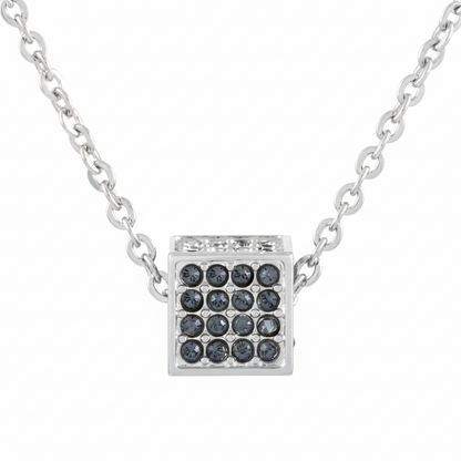 Calvin Klein Damen-Halskette aus Edelstahl mit Kristallen, grau, Charms und Anhänger, elegantes Schmuckstück für Damen