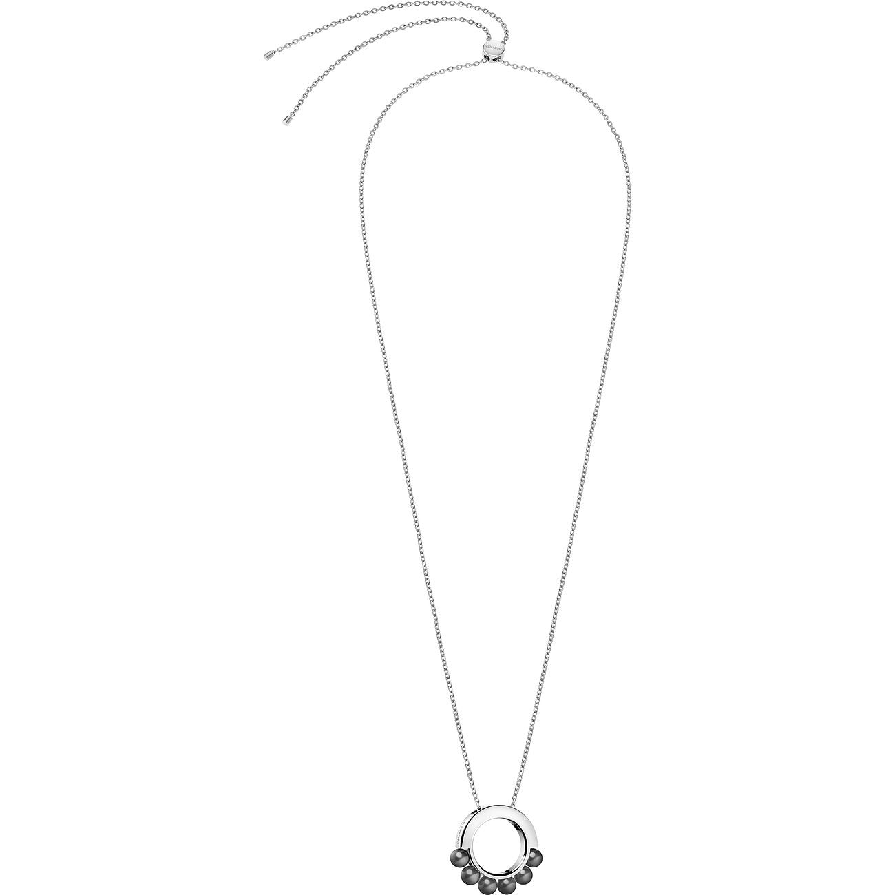 Calvin Klein Damenkette Circling aus Edelstahl in Silber, detailreiche Halskette mit modernem Design
