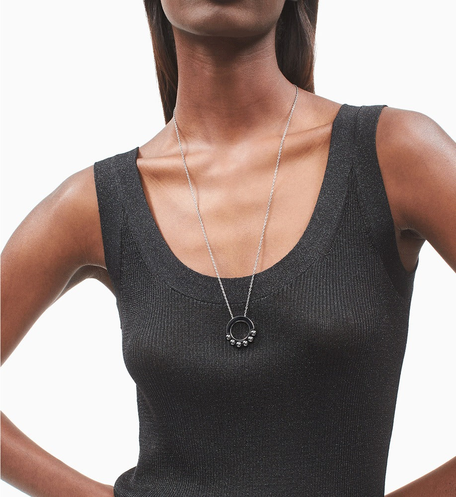 Calvin Klein Damenkette Circling aus Edelstahl in Silber, zarte Halskette mit kreisförmigem Design, elegantes Schmuckstück