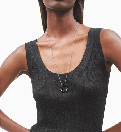 Calvin Klein Damenkette Circling aus Edelstahl in Silber, zarte Halskette mit kreisförmigem Design, elegantes Schmuckstück