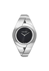 Calvin Klein Damenuhr Quarz Swiss Made mit silbernem Zifferblatt und Edelstahlarmband, elegante Damenuhr für jeden Anlass