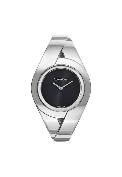 Calvin Klein Damenuhr Quarz Swiss Made mit silbernem Zifferblatt und Edelstahlarmband, elegante Damenuhr für jeden Anlass