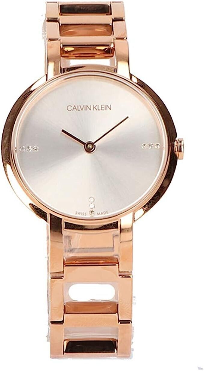 Calvin Klein Cheers Damenuhr mit 32mm Gehäuse, silbernem Zifferblatt und Quarzwerk, Swiss Made, elegantes Damenmodell