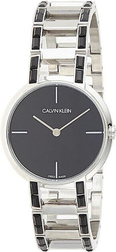 Calvin Klein Cheers Damenuhr mit 32mm Gehäuse, schwarzem Zifferblatt und Quarzwerk, Swiss Made, elegantes Design