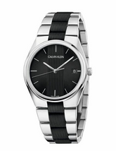 Calvin Klein Contra Herrenuhr mit schwarzem Zifferblatt, 40mm Quarz, Swiss Made, Edelstahlarmband, stilvolles Design