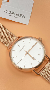 Calvin Klein Even Herrenuhr 42mm mit Edelstahl-Mesharmband, Rosegold PVD, Quarzwerk, Swiss Made, elegantes Design