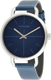 Calvin Klein Even Damenuhr mit 36mm Gehäuse, blauer Zifferblatt und Quarzwerk, Swiss Made, elegante Armbanduhr für Damen