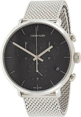Calvin Klein Mesh Herren-Chronograph 43mm Swiss Made Uhr mit schwarzem Zifferblatt und Mesh-Armband