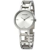 Calvin Klein Damenuhr Classic, 32mm Quarzuhr mit silbernem Zifferblatt und Edelstahlarmband, Swiss Made.