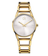 Calvin Klein Damenuhr Classic mit 33,5mm Gehäuse, silbernes Zifferblatt und goldene Beschichtung, Quarzuhr, Swiss Made