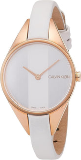 Calvin Klein Rebel Damenuhr mit 29mm Edelstahlgehäuse, silbernem Zifferblatt, Swiss Made, Quarzuhr für Damen