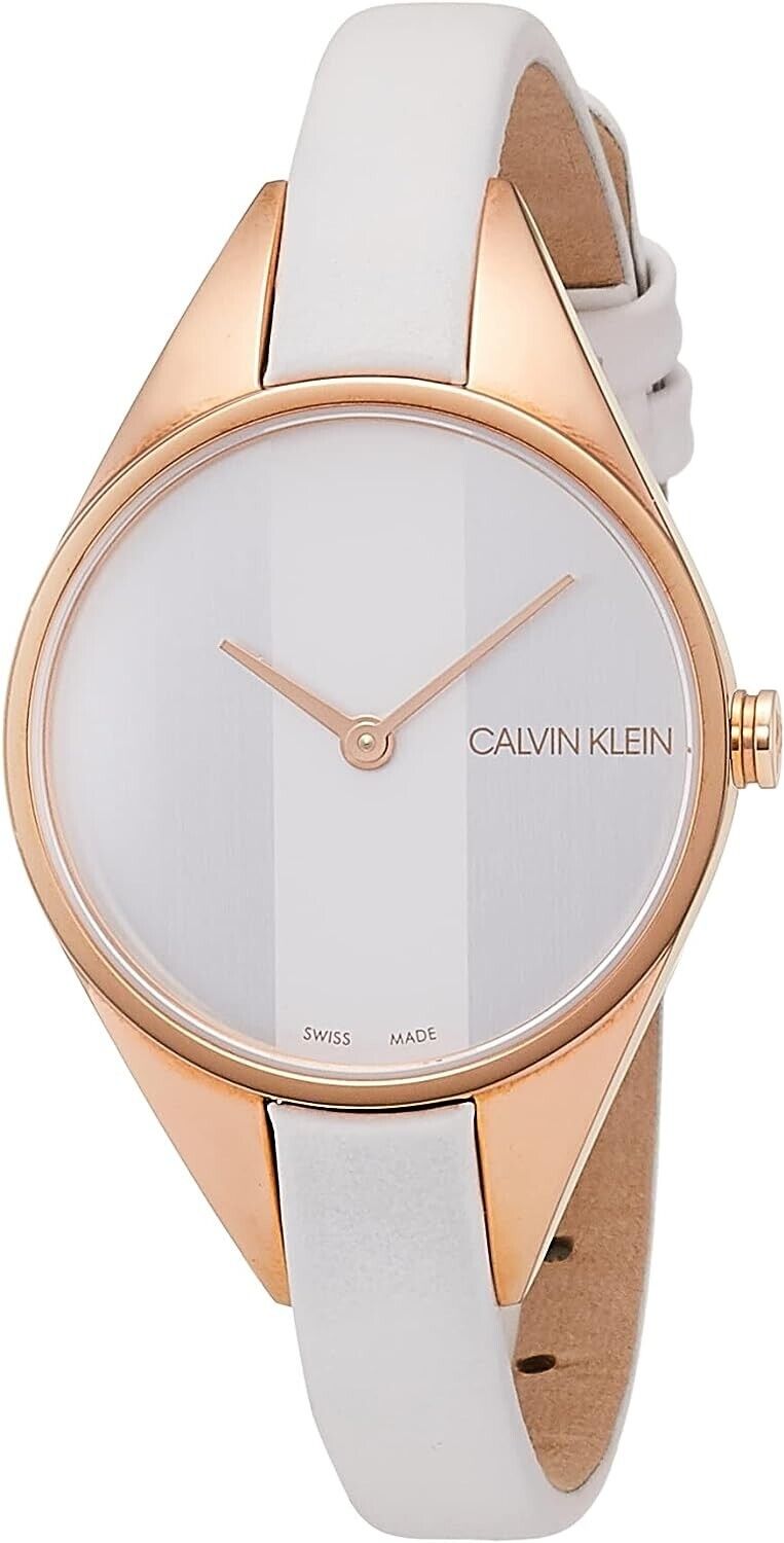 Calvin Klein Rebel Damenuhr mit 29mm Edelstahlgehäuse, silbernem Zifferblatt, Swiss Made, Quarzuhr für Damen