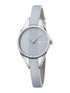 Calvin Klein Rebel Damenarmbanduhr mit 29mm Gehäuse, hellgrauem Zifferblatt und Schweizer Qualität, stilvoll und elegant.