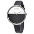 Calvin Klein Rise Damenuhr 38mm mit silbernem Gehäuse, schwarzem Zifferblatt und Quarzwerk, Swiss Made.
