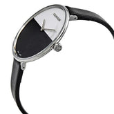 Calvin Klein Rise Damenuhr mit 38mm Gehäuse, silbernes Armband, schwarzes Zifferblatt, Swiss Made, Quarz-Uhr, stilvoll und elegant