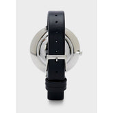 Calvin Klein Rise Damenuhr mit 38mm Edelstahlgehäuse, silbernem Zifferblatt und schwarzem Armband, Swiss Made, Quarzwerk