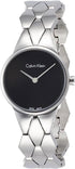 Calvin Klein Damenuhr Snake mit schwarzem Zifferblatt, 28mm Edelstahlarmband, Swiss Made, elegante Damenarmbanduhr