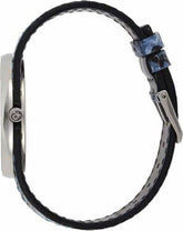 Calvin Klein Spellbound Damenuhr mit 39mm Gehäuse, silbernes Zifferblatt und blauem Lederarmband, Swiss Made.