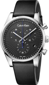 Calvin Klein Steadfast Herrenuhr mit schwarzem Zifferblatt, Chronograph, 42mm Swiss Made, Quarz, Edelstahlarmband
