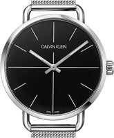 Calvin Klein Even Herrenuhr mit 42mm Gehäuse, schwarzem Zifferblatt und Schweizer Uhrwerk, elegant und modern.