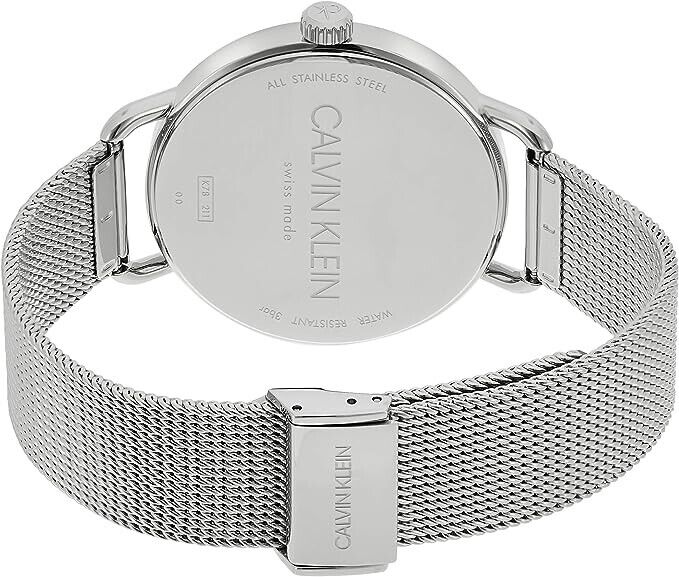 Calvin Klein Even Herrenuhr mit 42mm Quarzuhrwerk, Swiss Made, stilvolles Design und blauem Zifferblatt, Edelstahlarmband