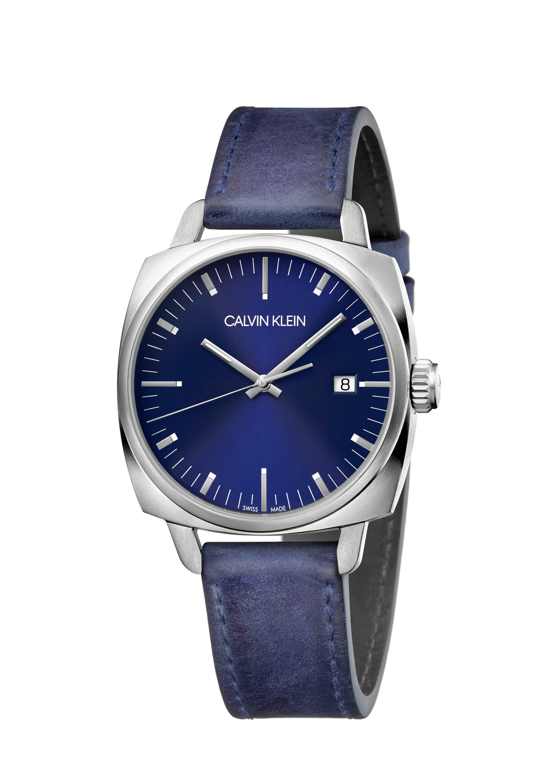 Calvin Klein Fraternity Herrenuhr 39mm mit silbernem Zifferblatt und Edelstahlarmband, Swiss Made, K9N111VN