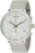 Calvin Klein High Noon Herren-Chronograph, 43mm Swiss Made Uhr mit silbernem Zifferblatt und Lederarmband