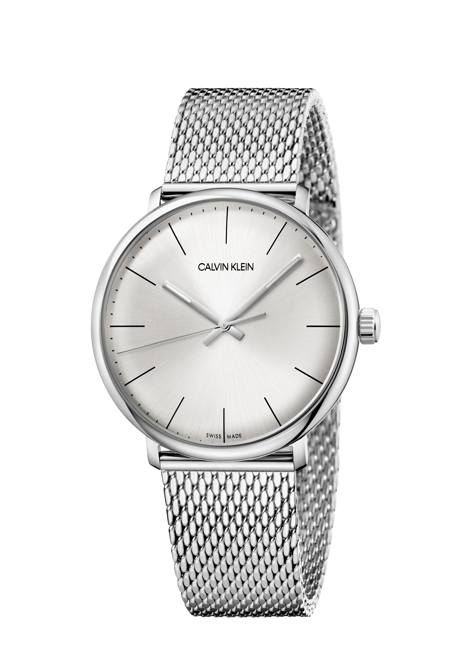 Calvin Klein High Noon Herrenuhr 40mm Swiss Made mit dunklem Zifferblatt und Edelstahlarmband, elegante Herrenuhr für Männer