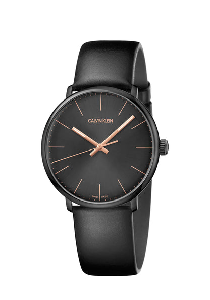 Calvin Klein Herrenuhr Classic, Quarzuhr mit 40mm Gehäuse, Swiss Made, stilvolles Design, schwarzes Zifferblatt und Edelstahlarmband