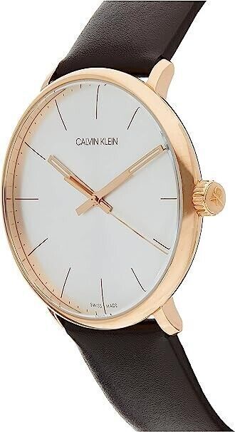 Calvin Klein Classic Herrenuhr mit 40mm Quarzgehäuse, Schweizer Made, schwarzes Zifferblatt und Edelstahlarmband.